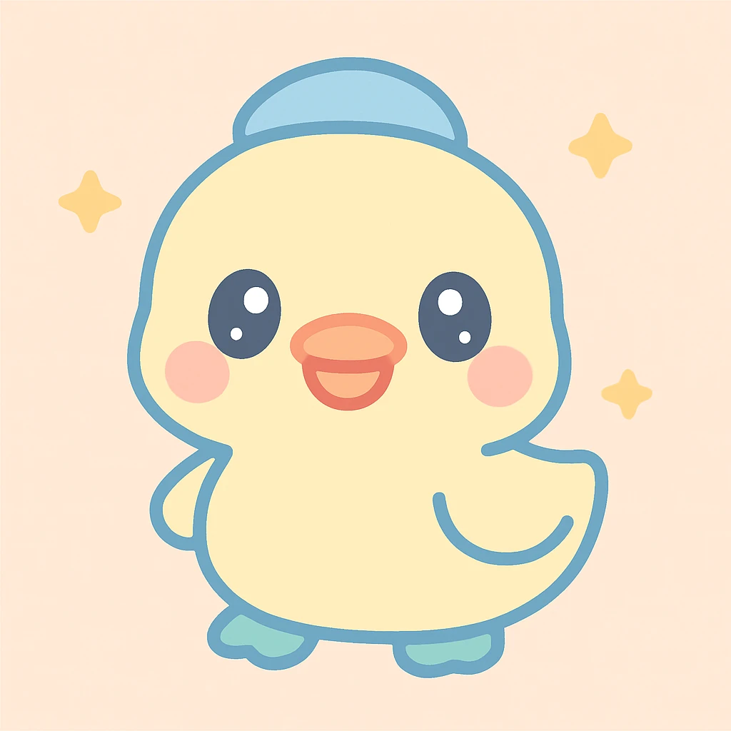cute duck, kawaii style emoji