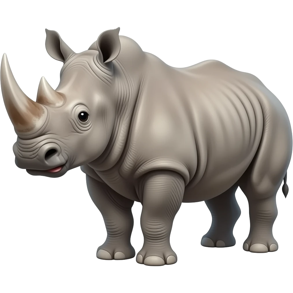 Custom iOS emoji with no blur and a white background. The topic of the emoji is "rhino but very surprised". It MUST maintain the general apple iOS emoji style. emoji