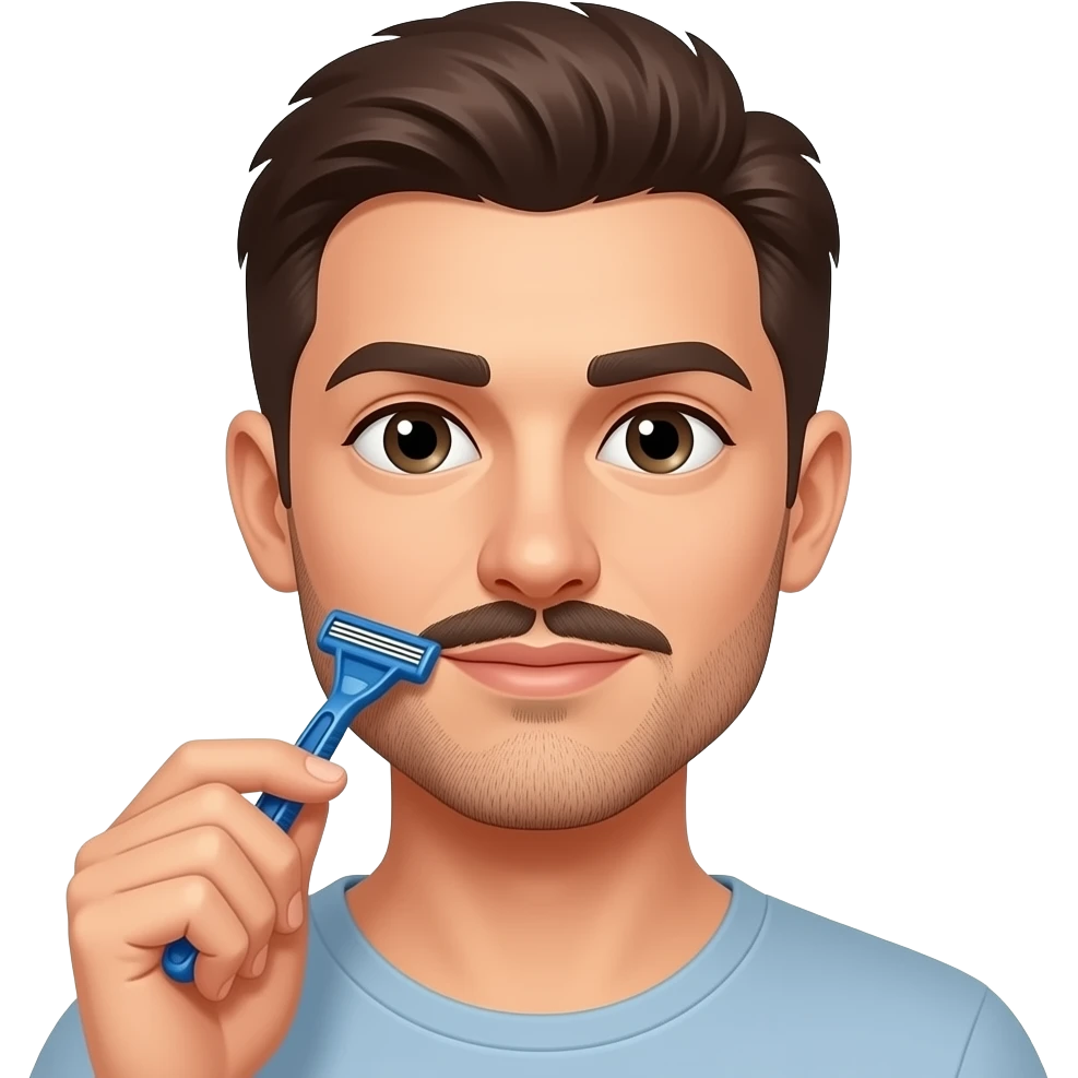 woman shaving mustache using razor emoji