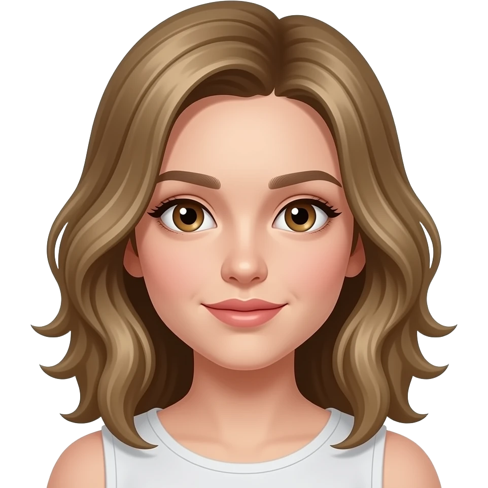 Girl with pale skin, slightly wavy hair, hazel eyes, dark blonde hair emoji