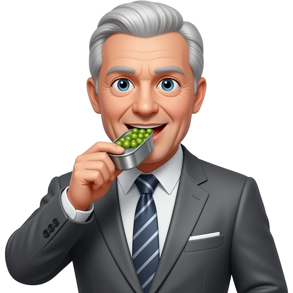 suit uncle eating canned food closeup emoji