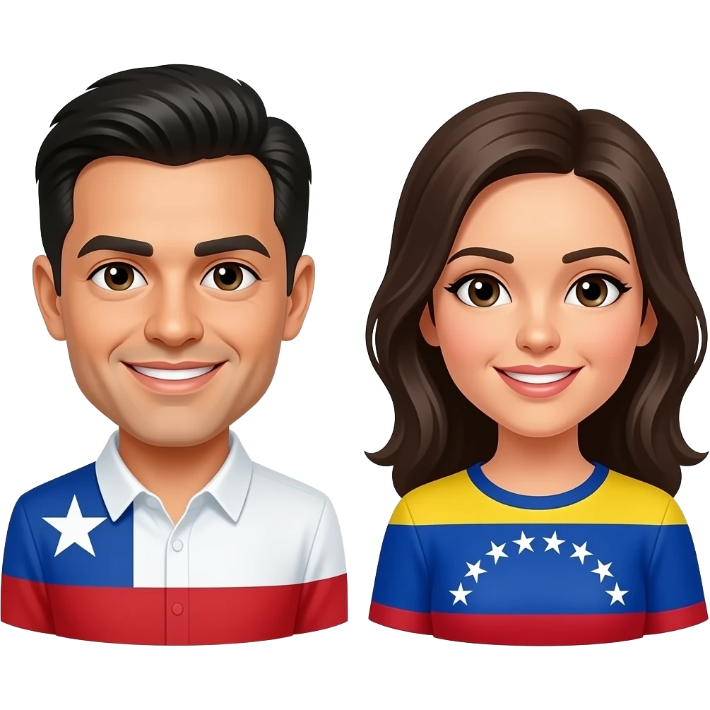 Hombre en chile y mujer en Venezuela emoji