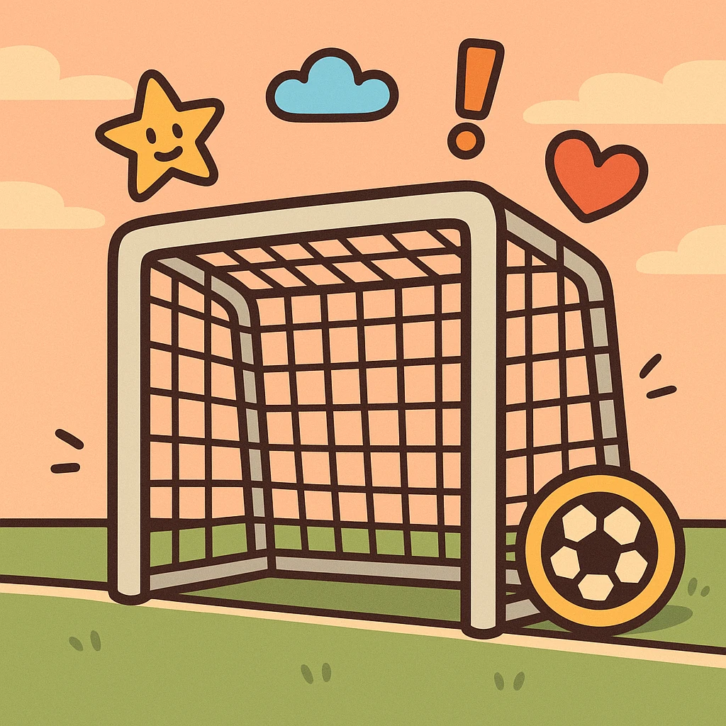 cartoon style soccer goal, colorful and simple emoji