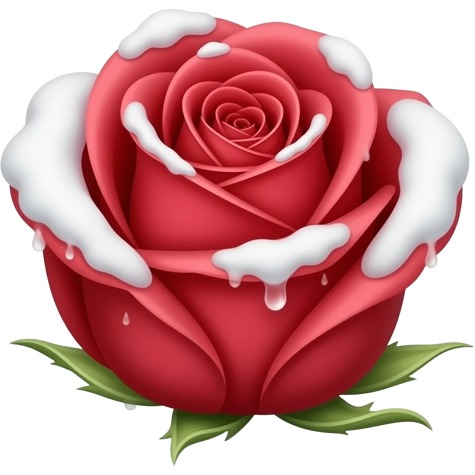 realistic rose with drops of snow emoji