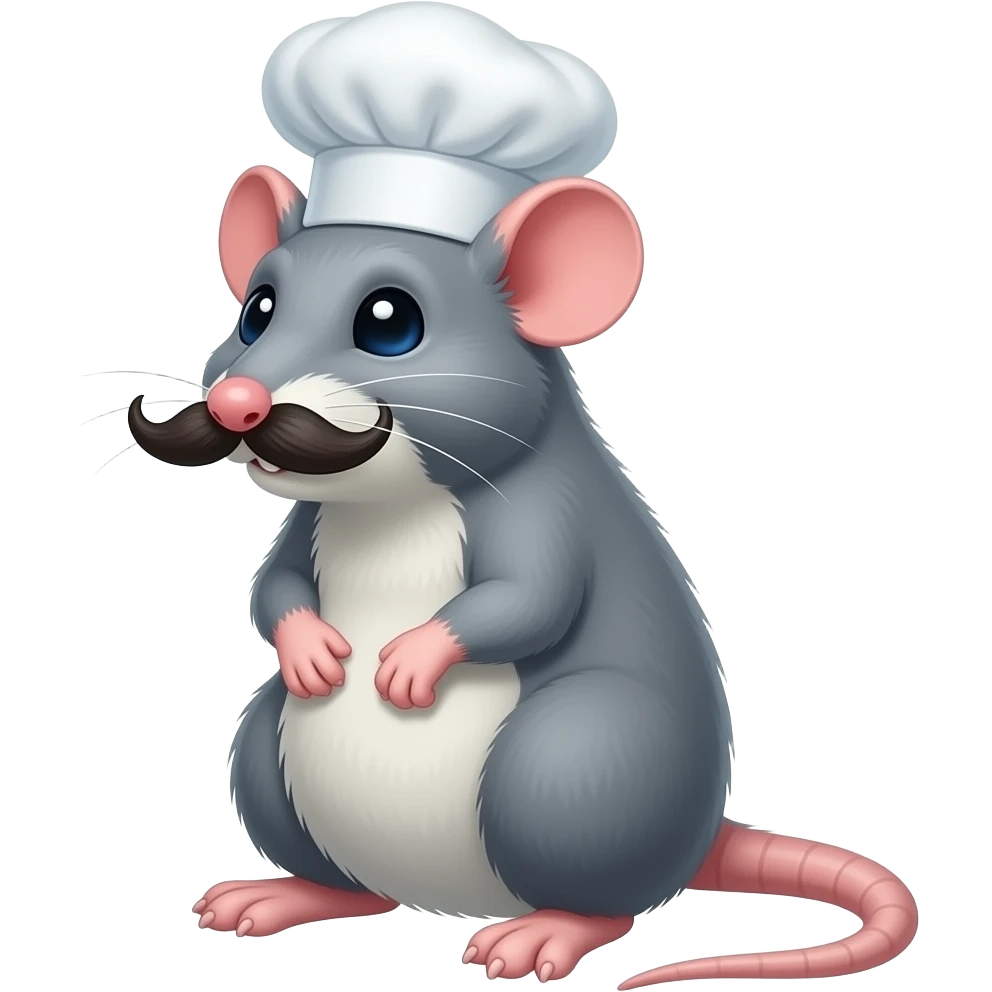 haz una rata que se vea asquerosa con bigote y sombrero de cocina emoji