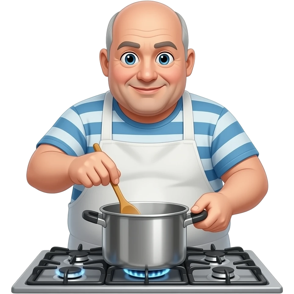 bald white man (slightly overweight) stirring a pot emoji