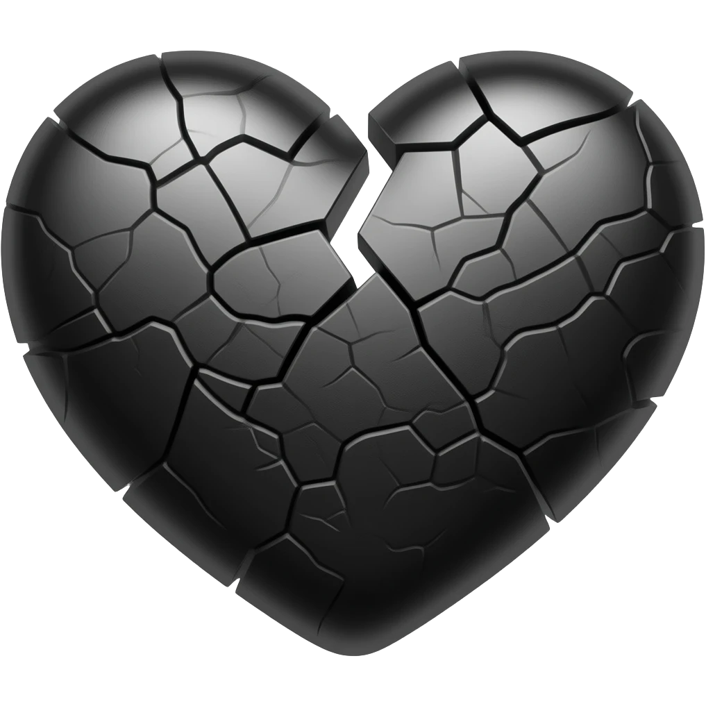 Black cracked mending heart with small white band aids emoji