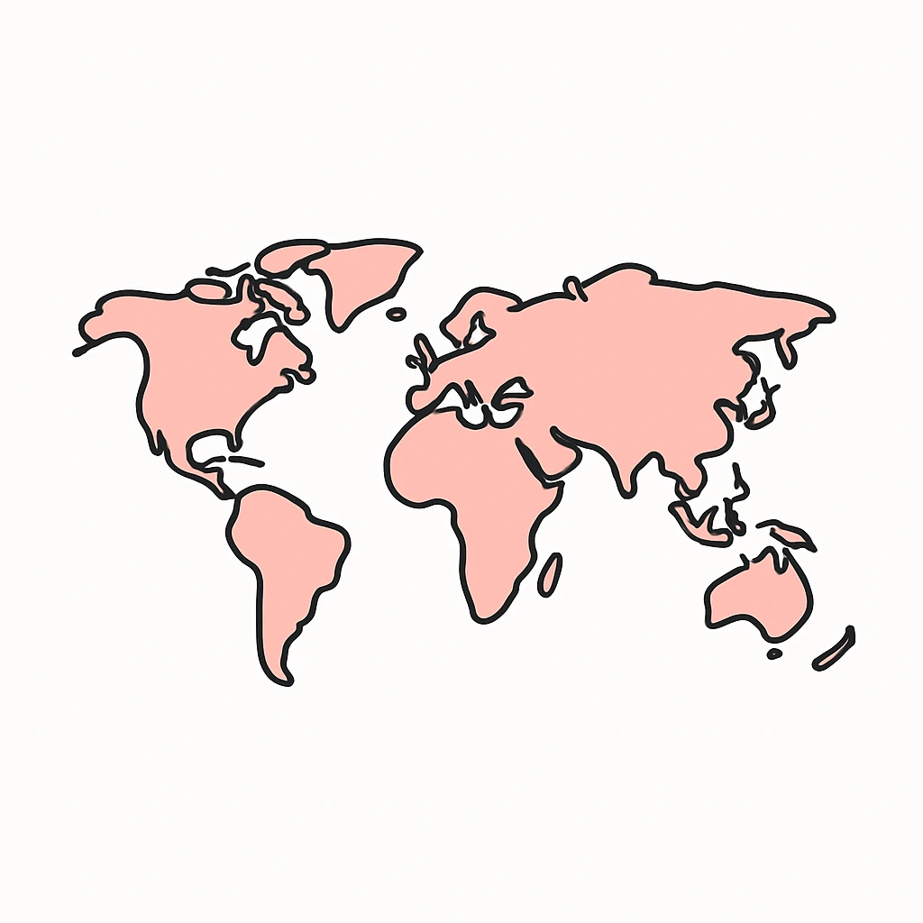 world map in pink, clean and simple icon style emoji