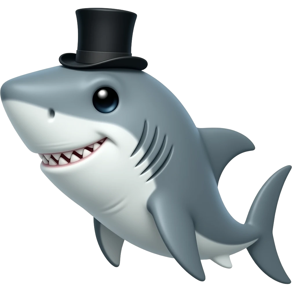 Shark with a top hat emoji
