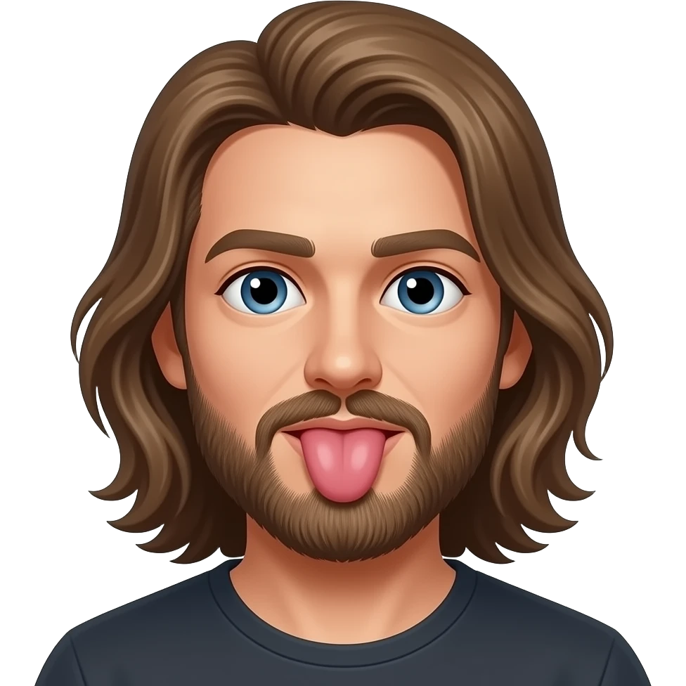 Long light Brown hair man with beard Licking butt emoji