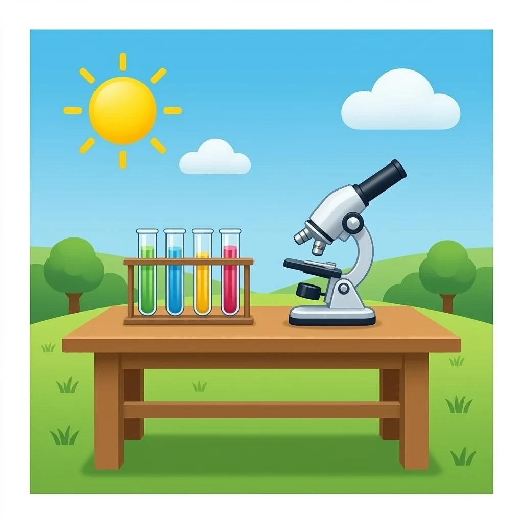 SCIENCE LAB TABLY WITH TEST TUBES MICROSCOPE emoji