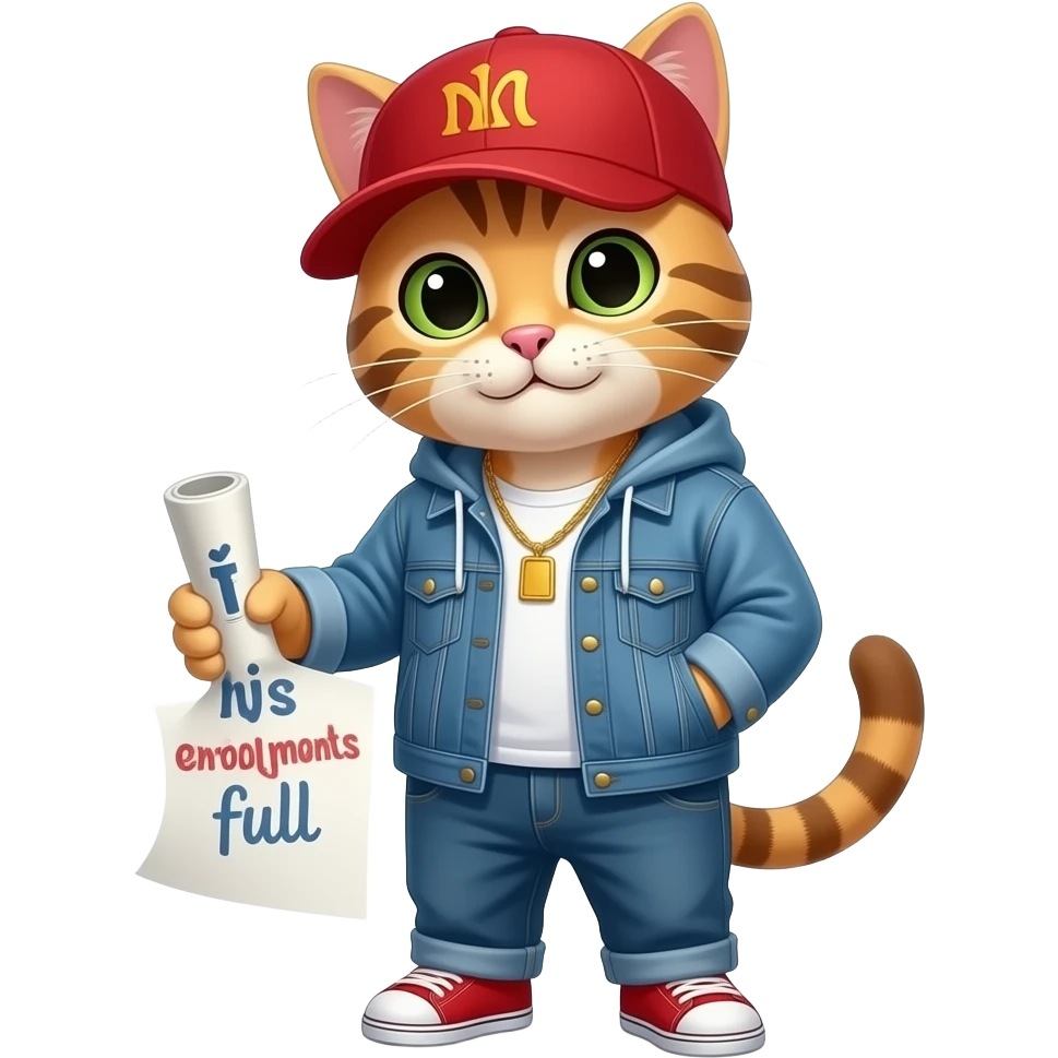 cat rapper rolling a paper that says enrollments emoji