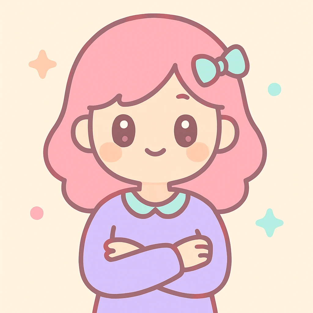 a woman crossing her arms, kawaii style emoji