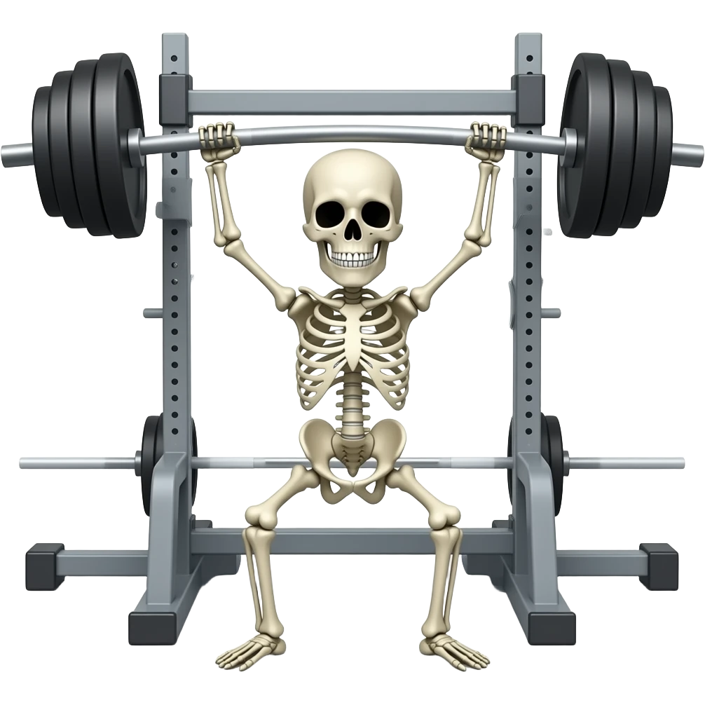 Skeleton lifting weight emoji