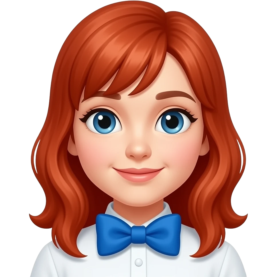 girl with red hairs wear vibrant blue bow tie emoji