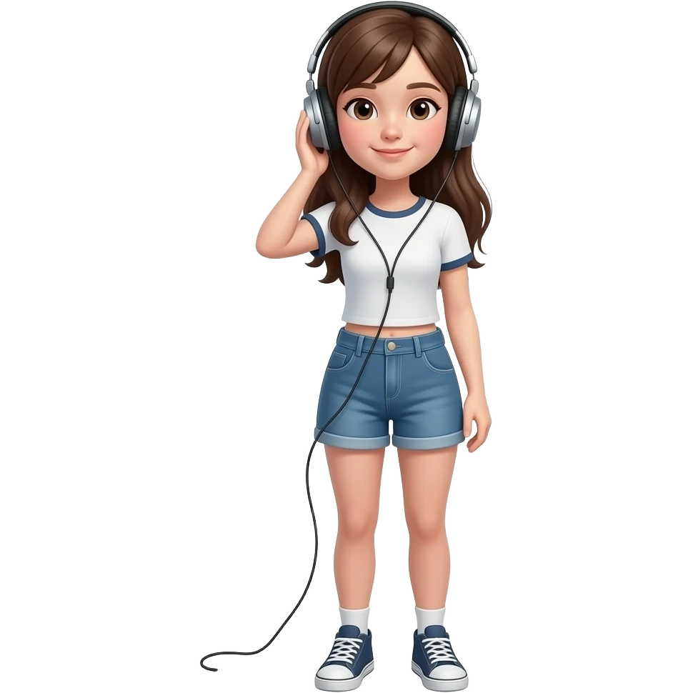 a teenager girl listening to music, realistic, whole body visible emoji