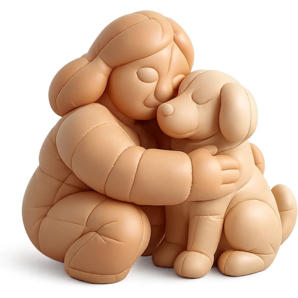 Woman hugging dog emoji