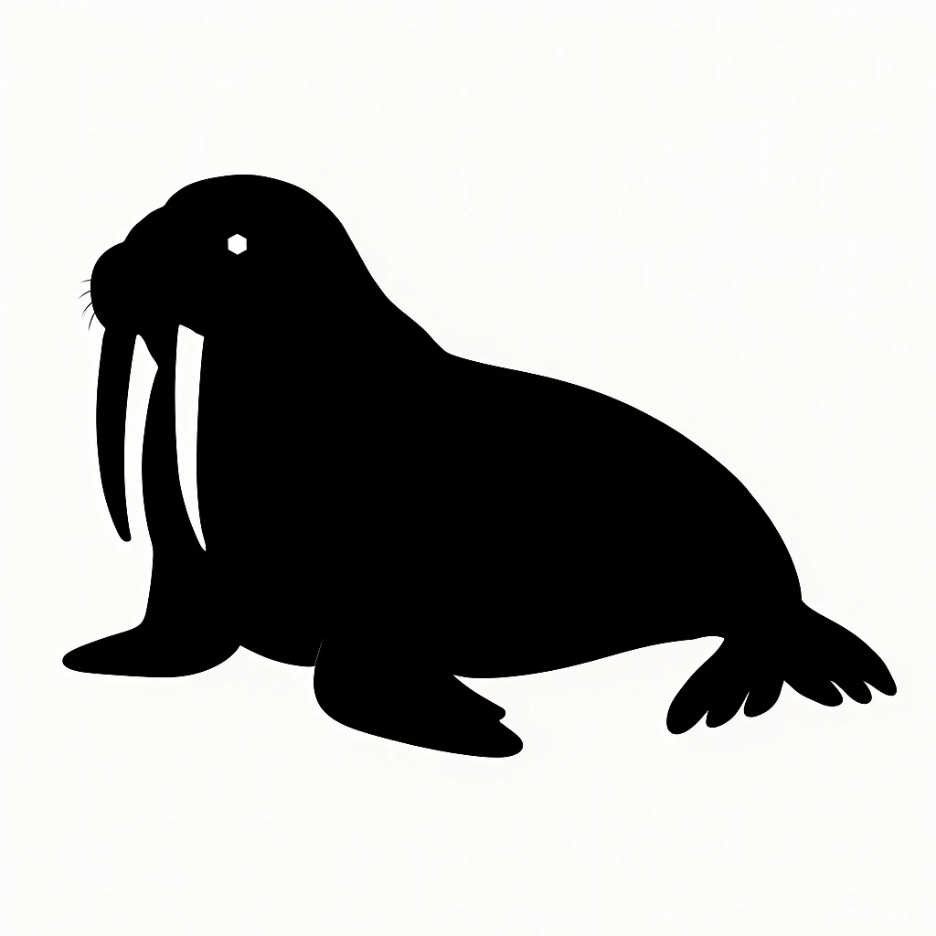 Walrus black silhouette white background emoji
