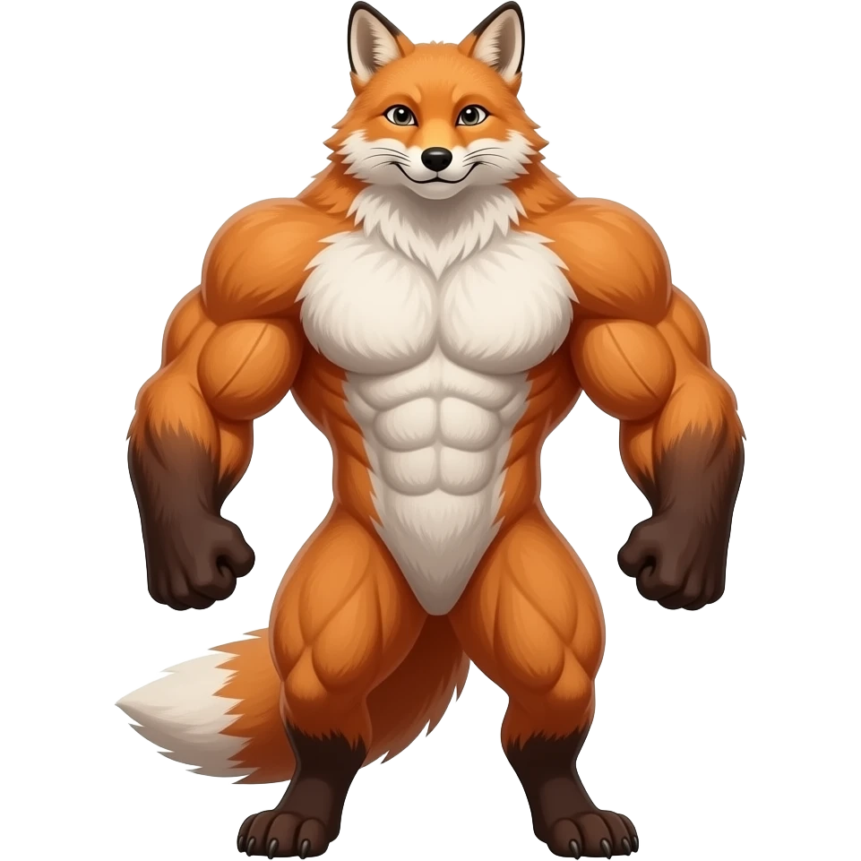 make a fox that is huge standing up that is very very very very strong muchles emoji