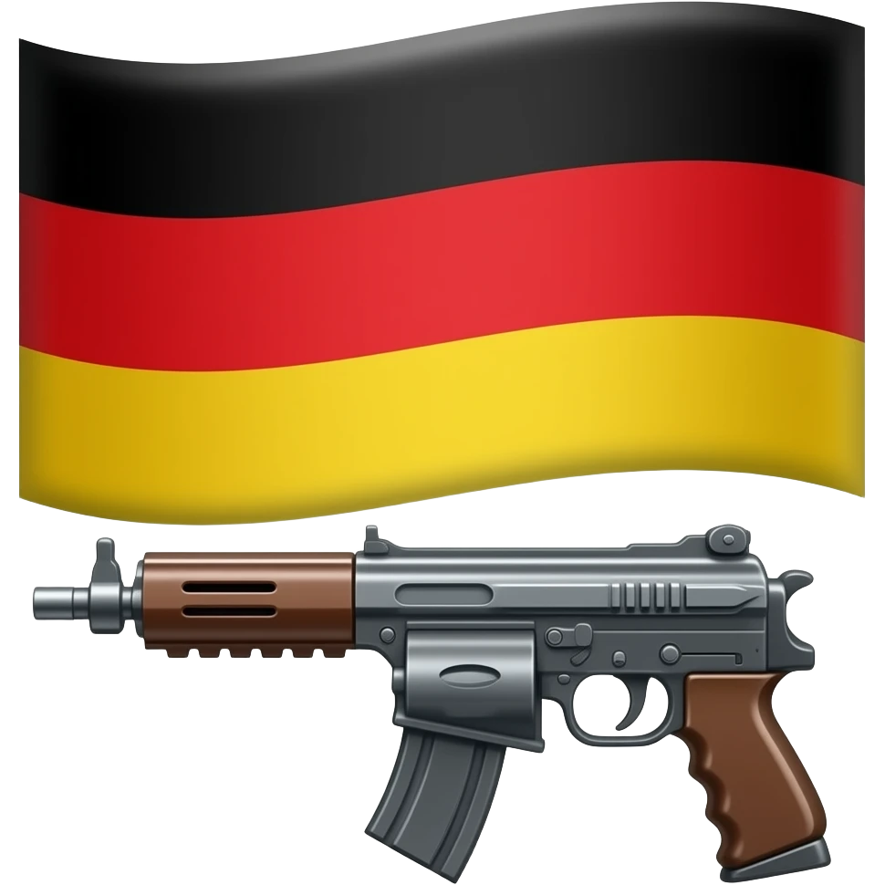 Big Germany flag with a big realistic gun on the right side emoji