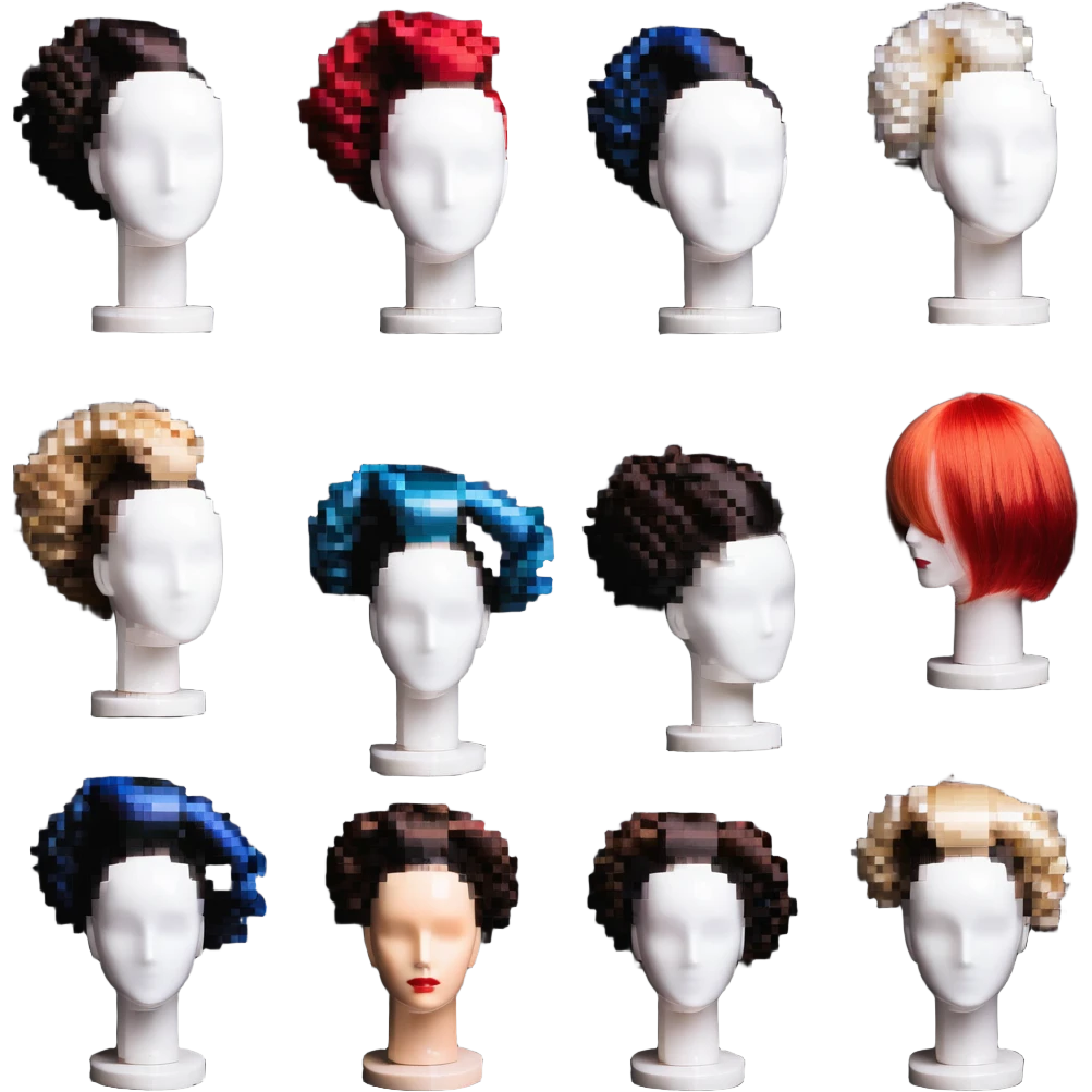 hair styling students practicing on mannequin heads emoji