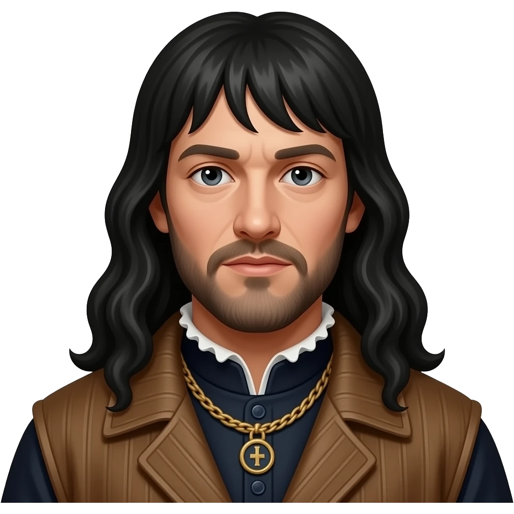 Vlad the Impaler (1428-1476) with long black hair emoji