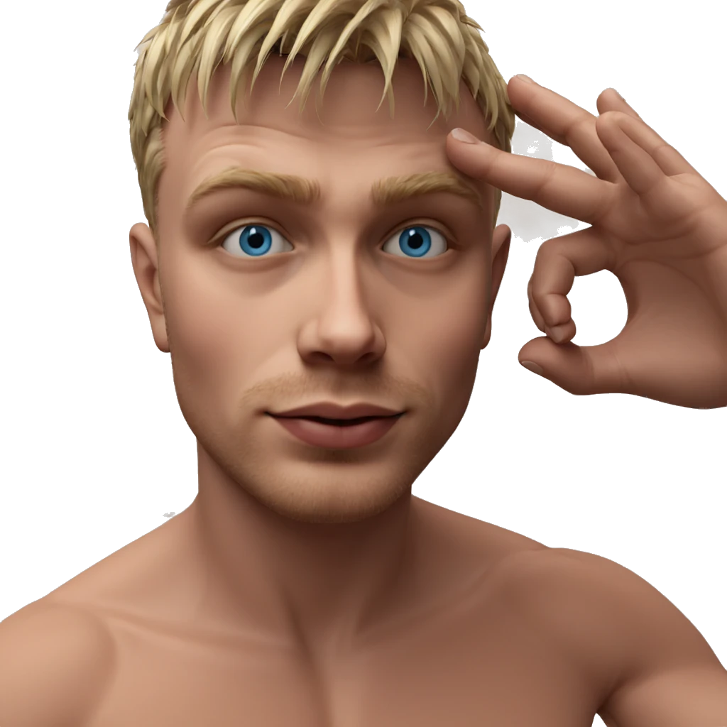 blue-eyed blonde boy smiling emoji