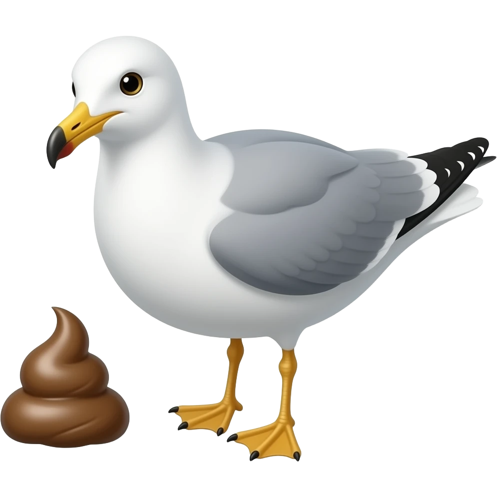 Seagull doing a poo emoji
