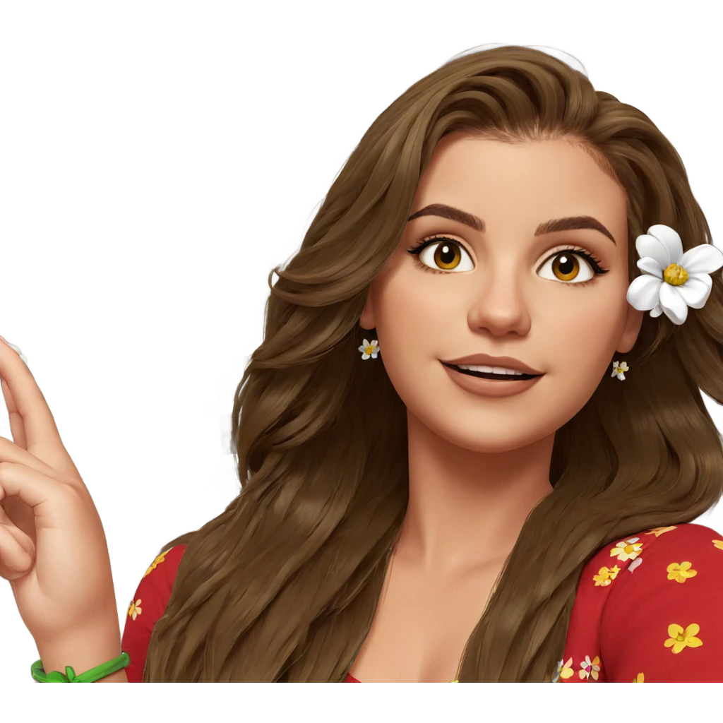 smiling girl with flower hair emoji