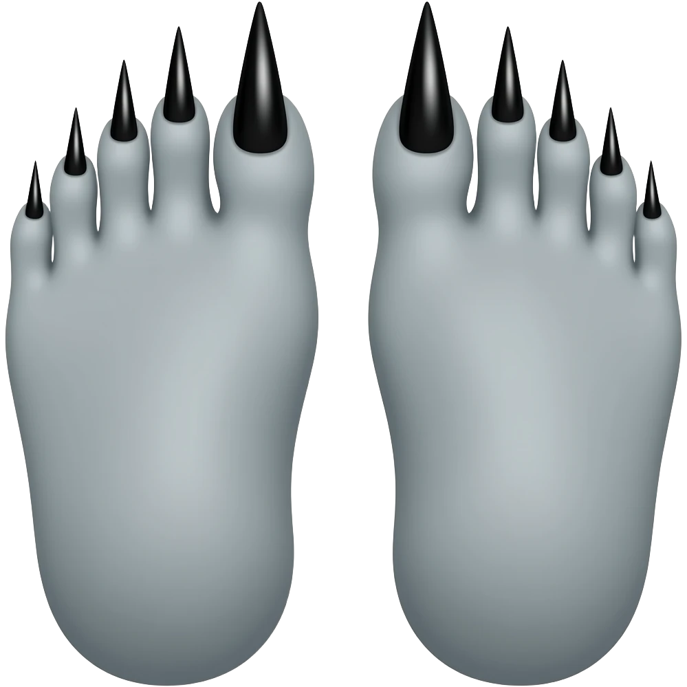 Gray feet with black long toenails emoji