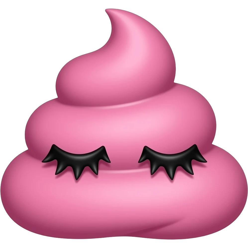 a cute pink poop emoji with getto lashes emoji