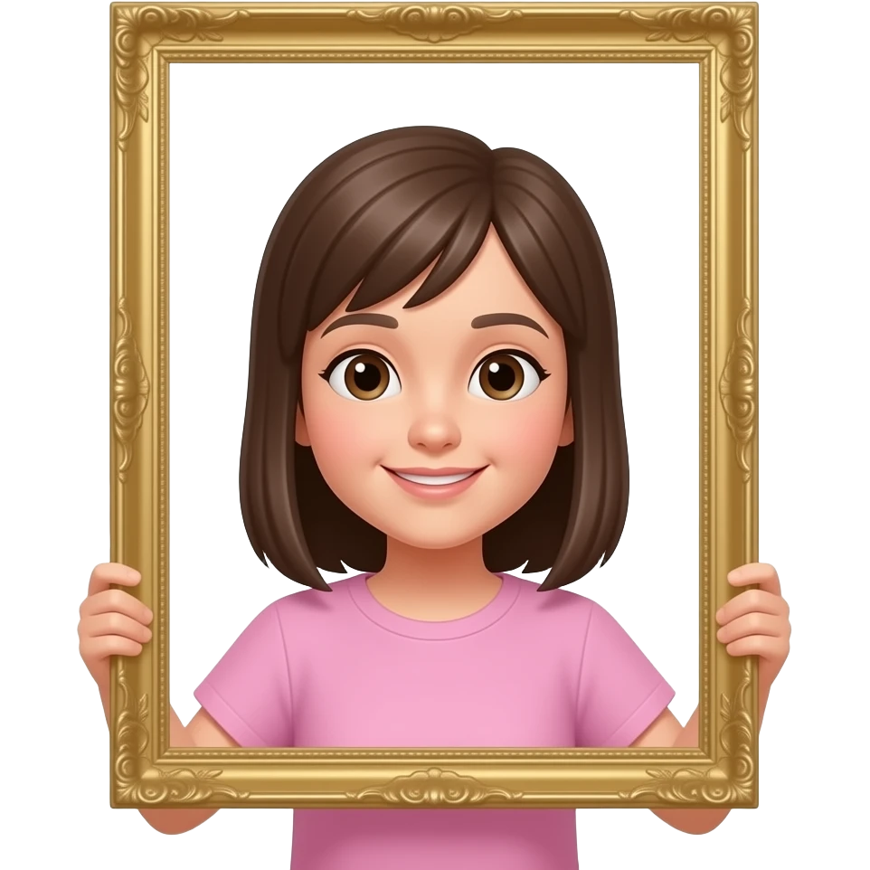 Create a girl holding a  6_7 emoji