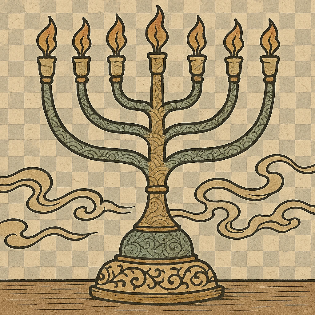 Menorah with 7 branches on transparent background emoji