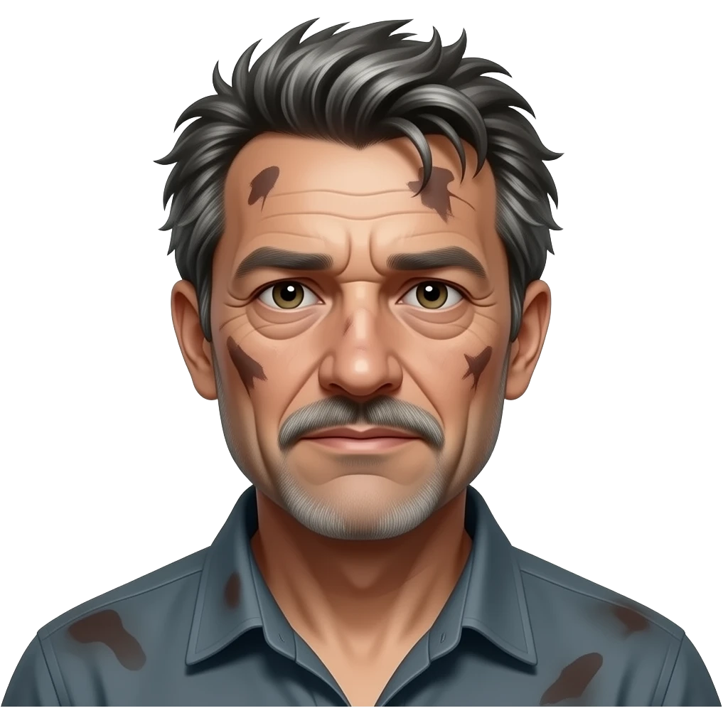 guy with dirty scruffy hair and looking dirty and messy and old emoji