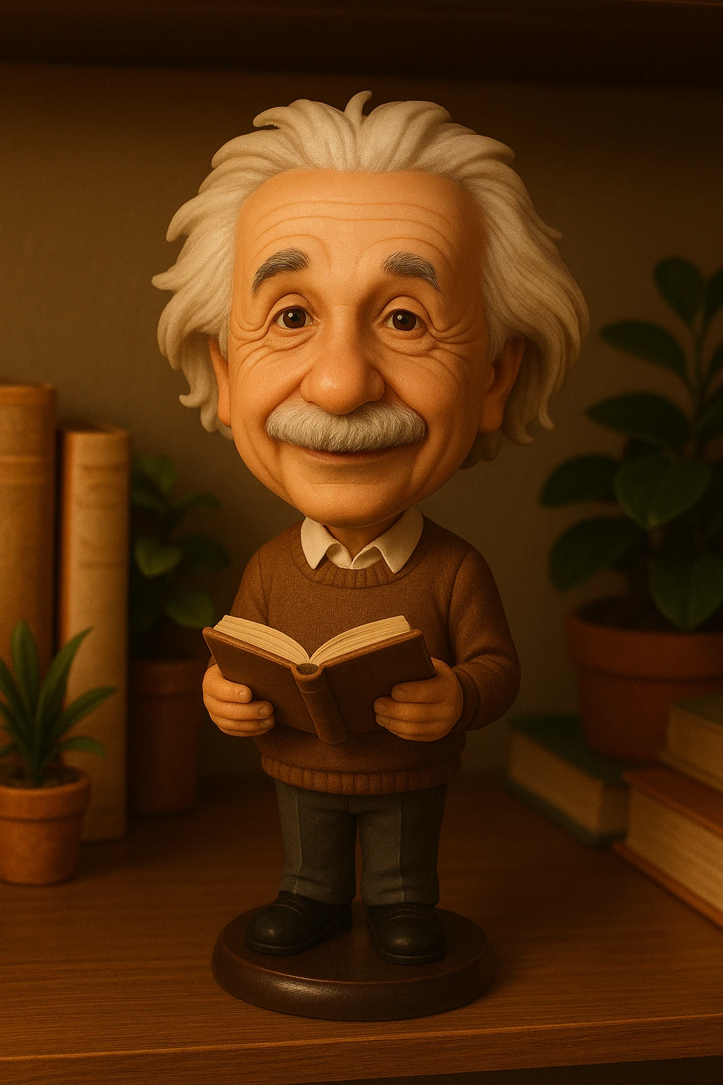 Альберт Эйнштейн держит в руках книгу emoji