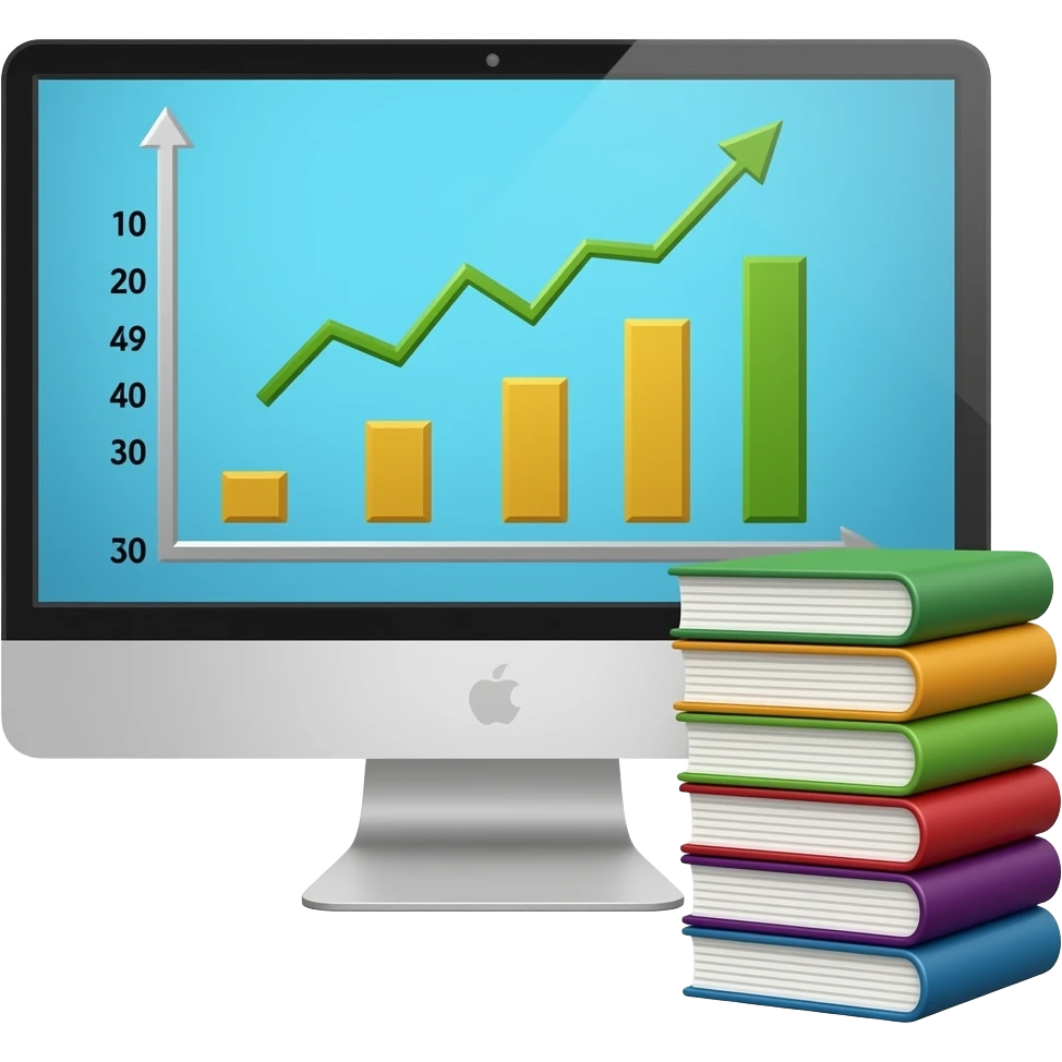 monitor, growth, books emoji