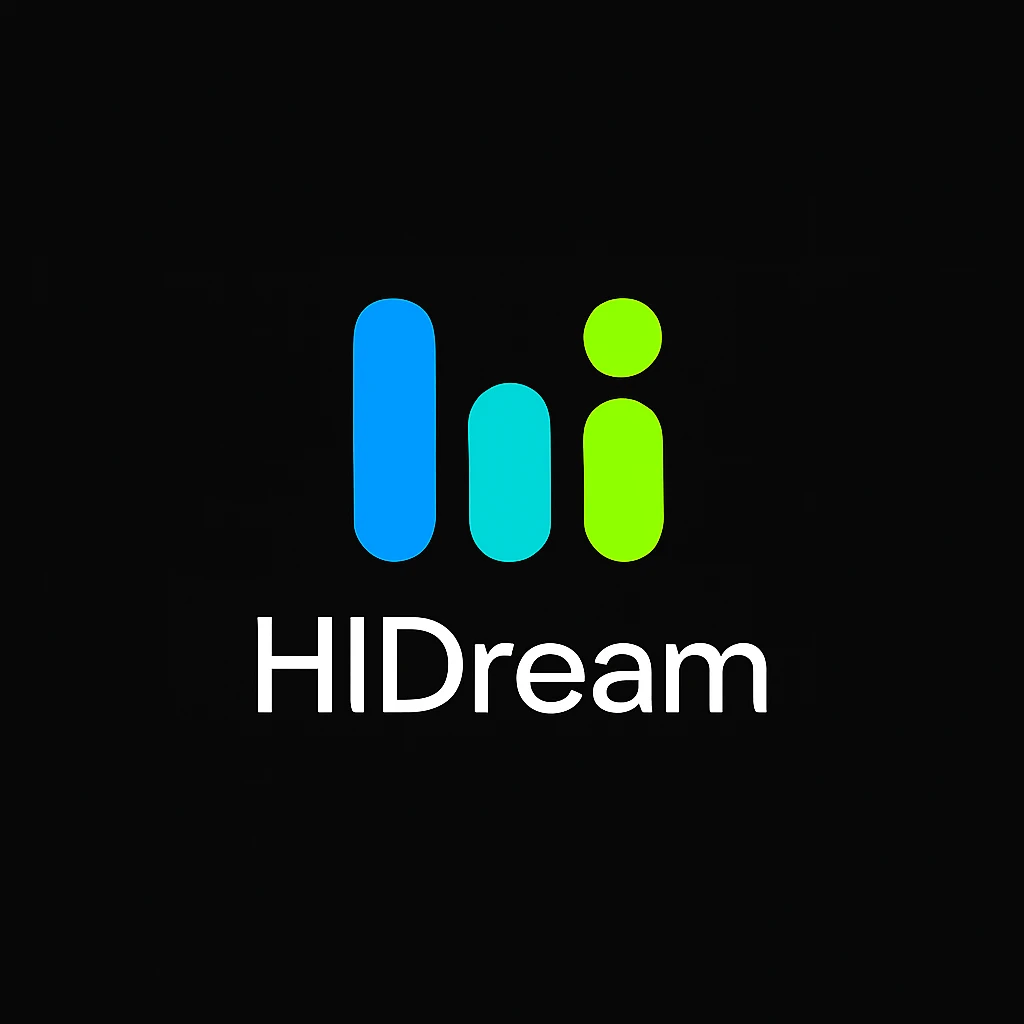 create high dream logo like this with text "HIDream", black background  emoji