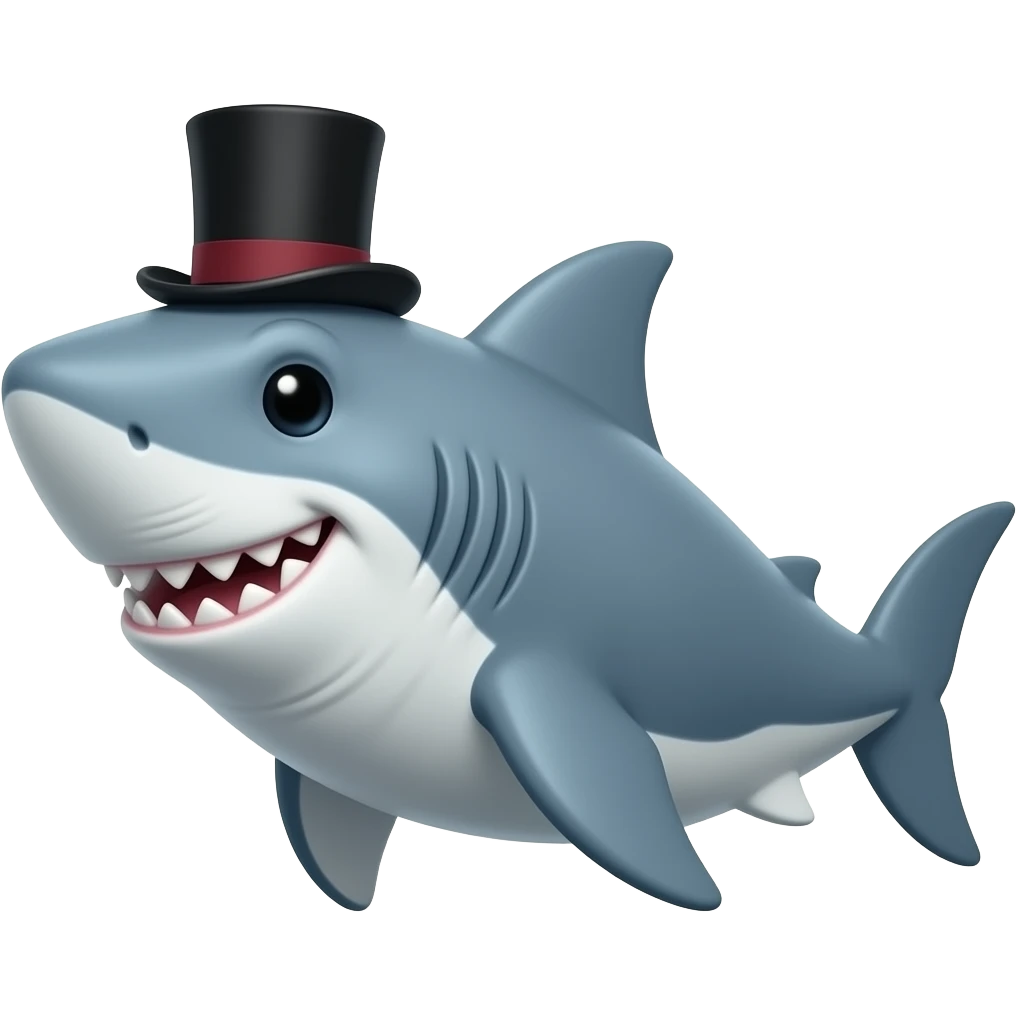 Shark with a top hat emoji