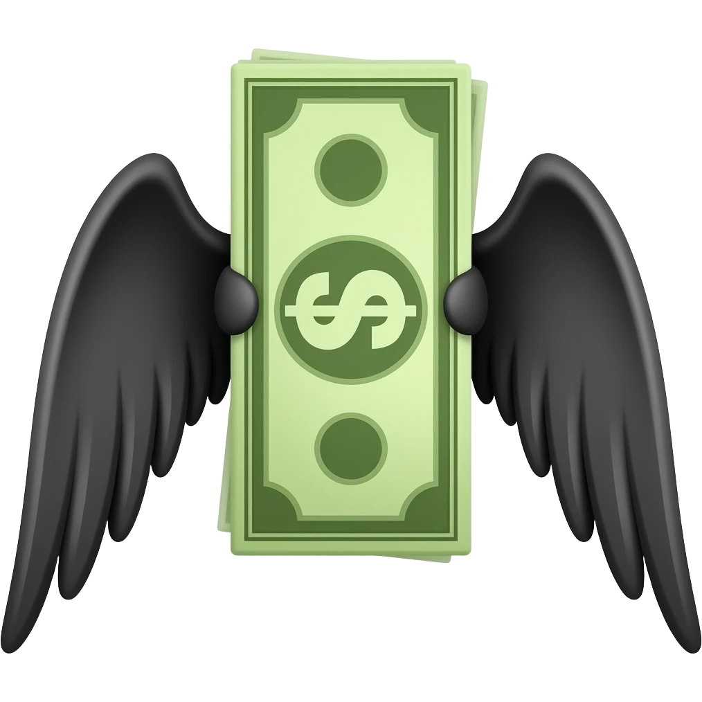 Money with wings black emoji