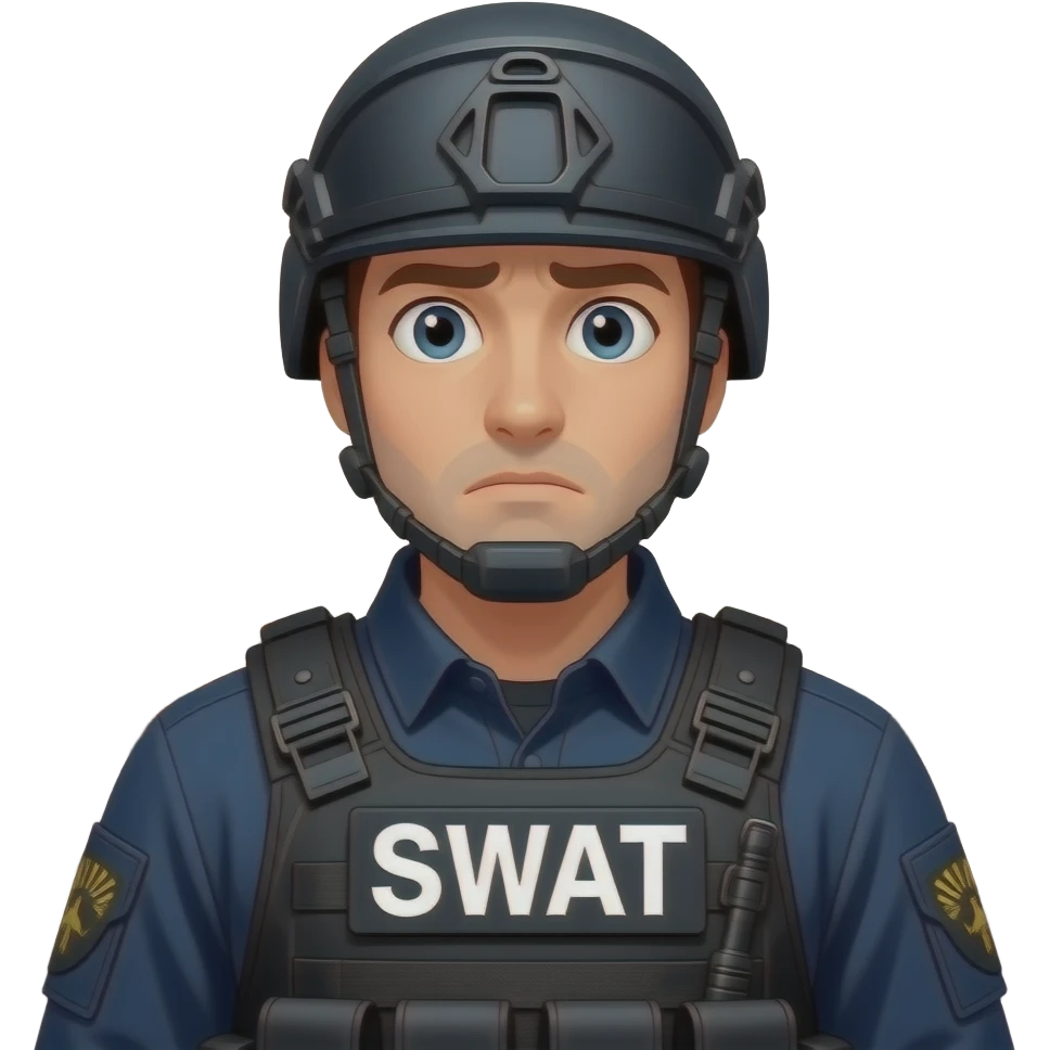 A swat guy that doesn't know what to do emoji