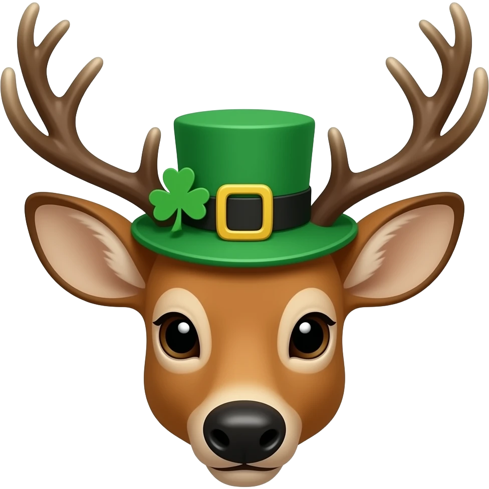 Deer Head dressed for St Patrick’s day emoji