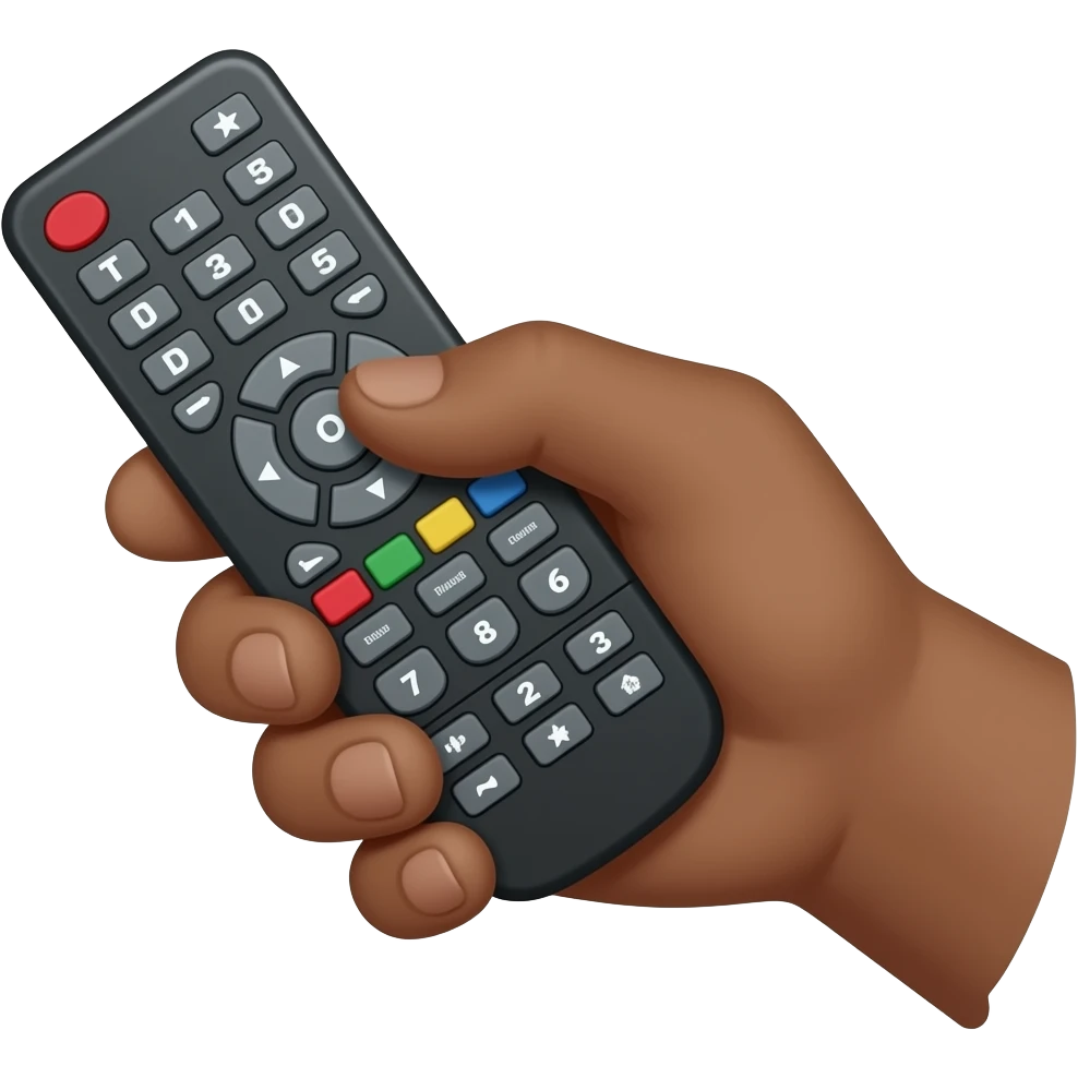 dark skin hand holding tv remote emoji