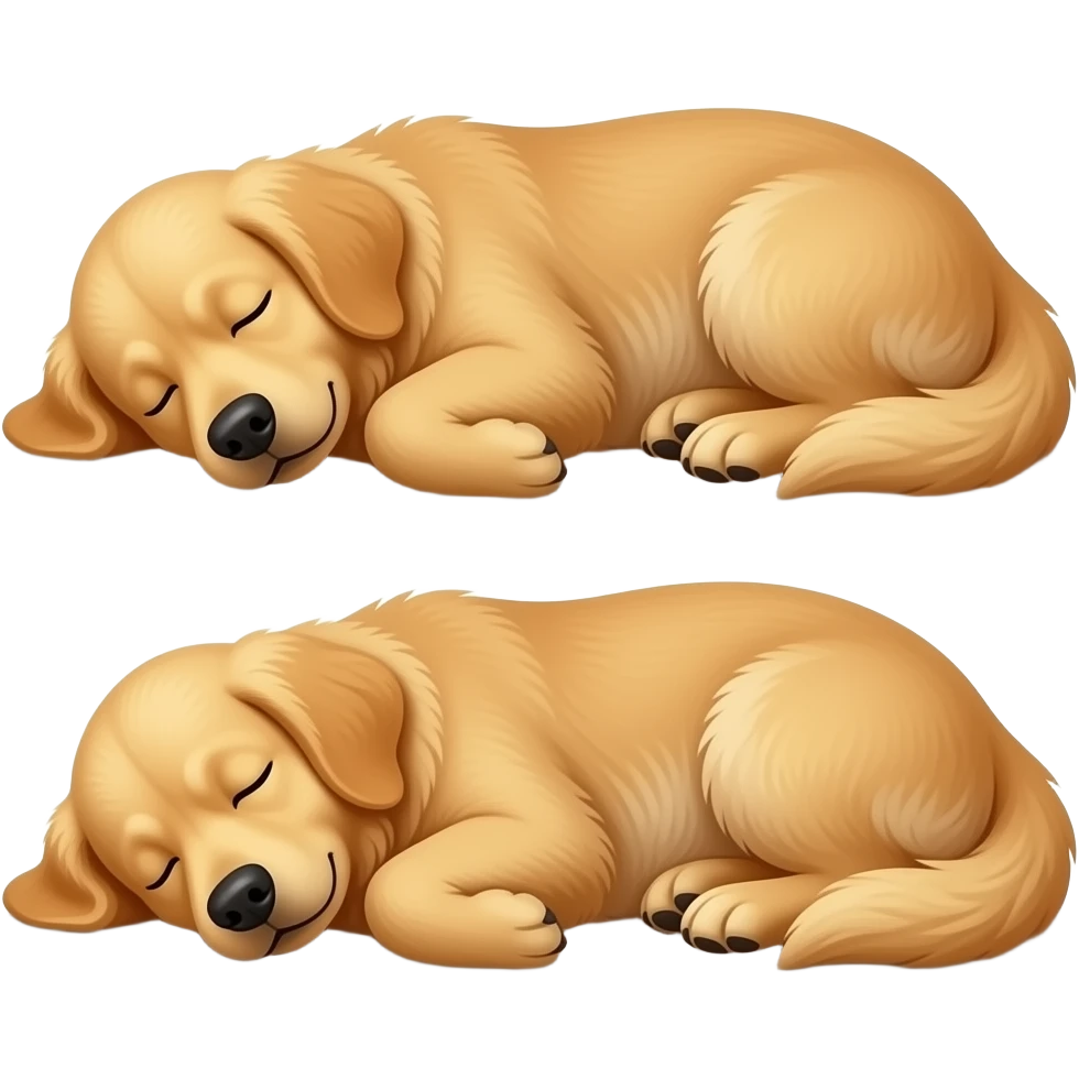 two furry golden retrievers sleeping on the wooden floor emoji