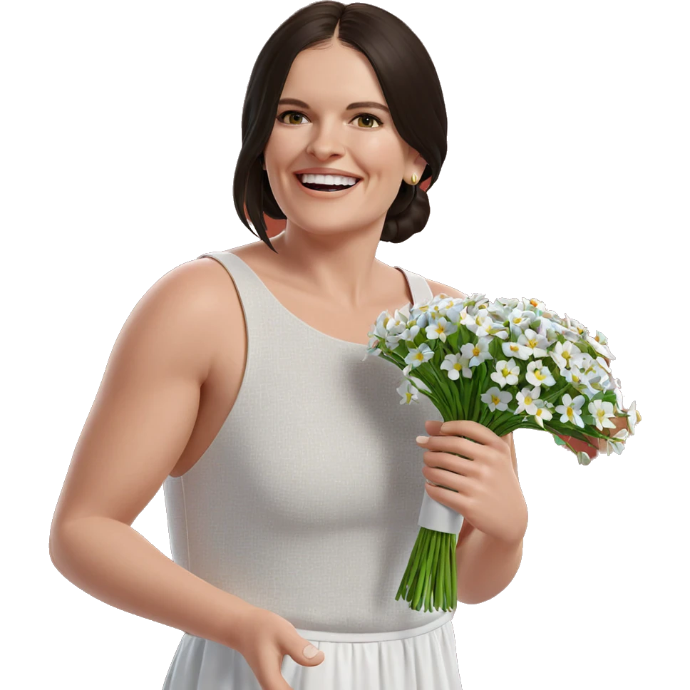 smiling girl in white dress emoji