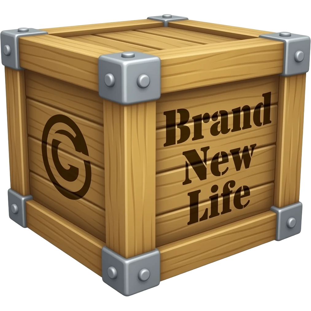 crate using GURPS Logo and text "Brand New Life" in landscape in 1600 x 800 size. emoji