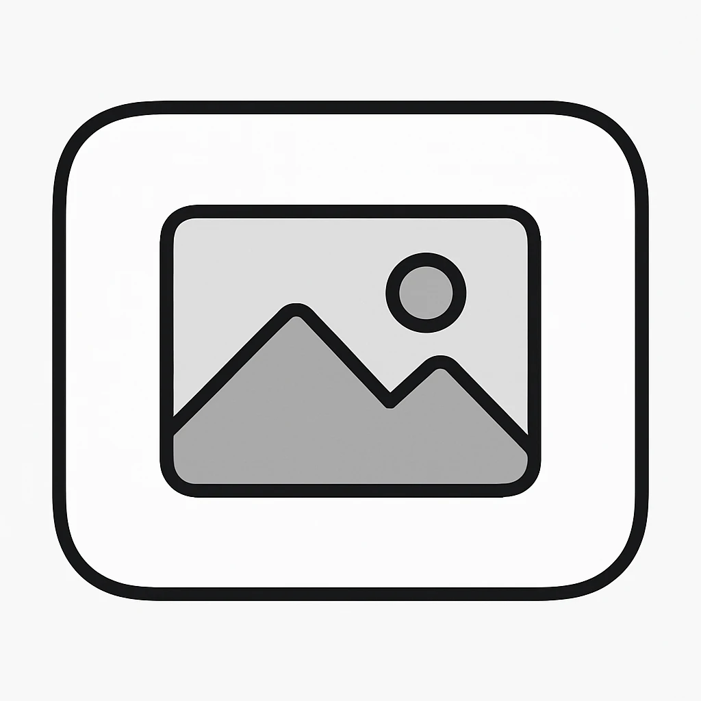 simple image placeholder, white background, rounded rectangle shape, generic photo icon in center emoji