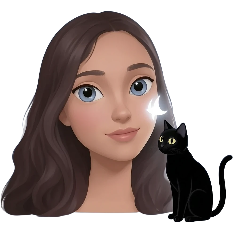 Moon , black cat, moonlight, magic , woman emoji