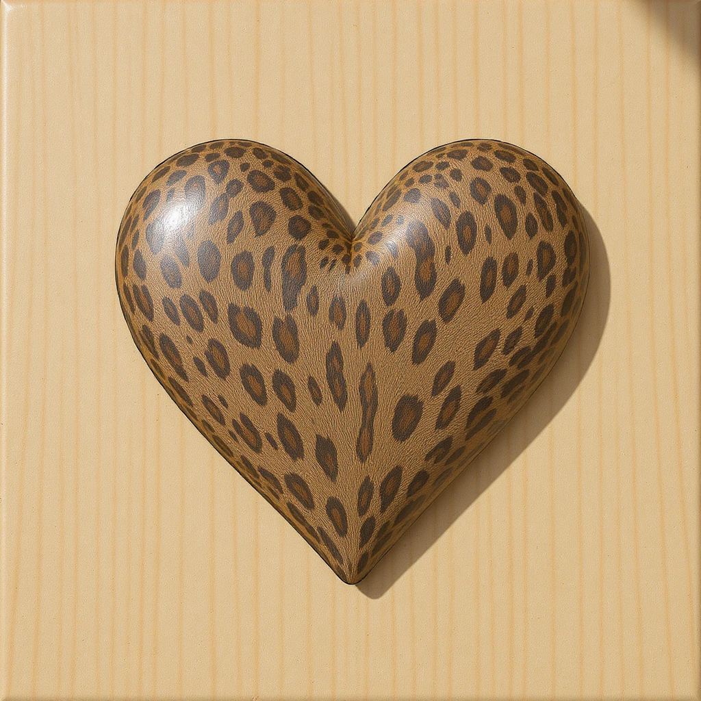 heart with a cheetah print texture emoji