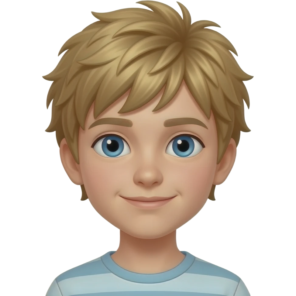 Boy with blond hair messy   and blue eyes emoji