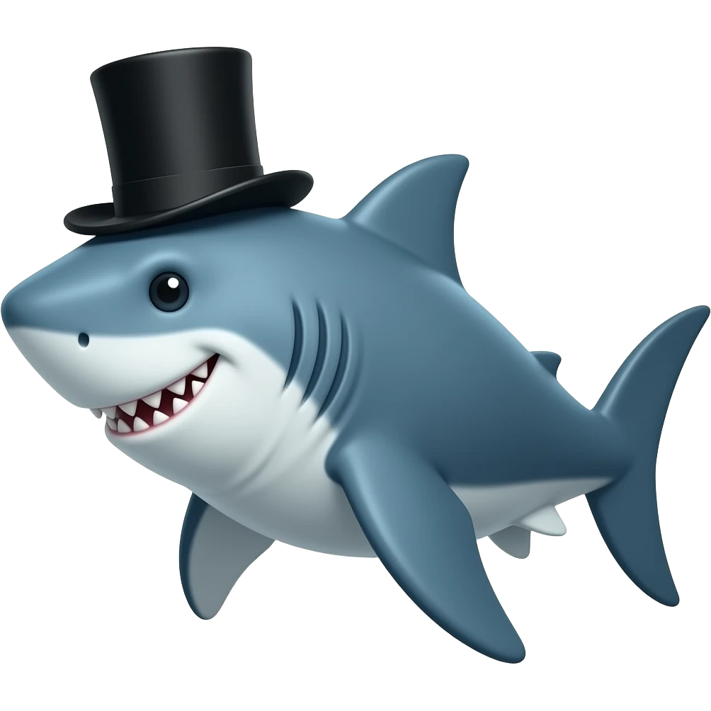 Shark with a top hat emoji